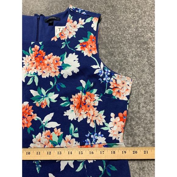 Lands' End Tank Dress Women Size 18 Blue Ponte Floral‎ Back Zip Stretch Pockets - Picture 12 of 13
